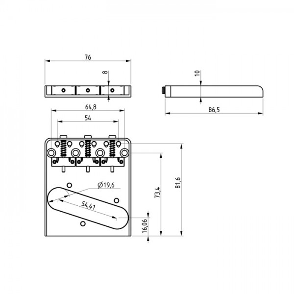ABM 3455-S Bridge für Tele, Stainless Steel