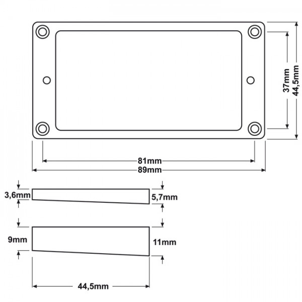 Humbuckerrahmen für flache Decke, creme