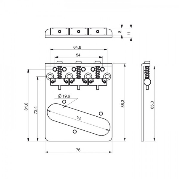 ABM 3455 Bridge für Tele, vernickelt
