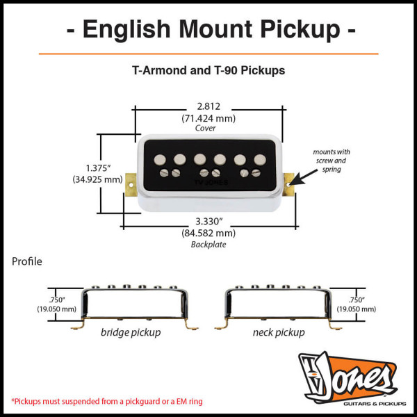 TV Jones T-Armond Neck Pickup, English Mount, Nickel